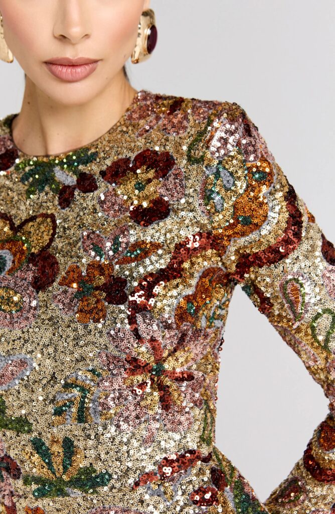 Camile Embellished Long Sleeve Sheath Cocktail Dress Full Size Image 2