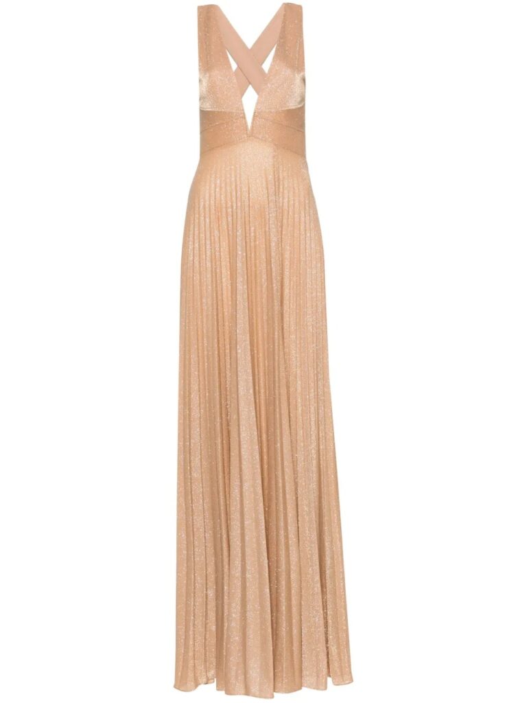 Glittery Plissé-effect Gown Full Size Image 4