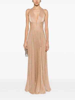 NISSA Glittery Plissé-effect Gown