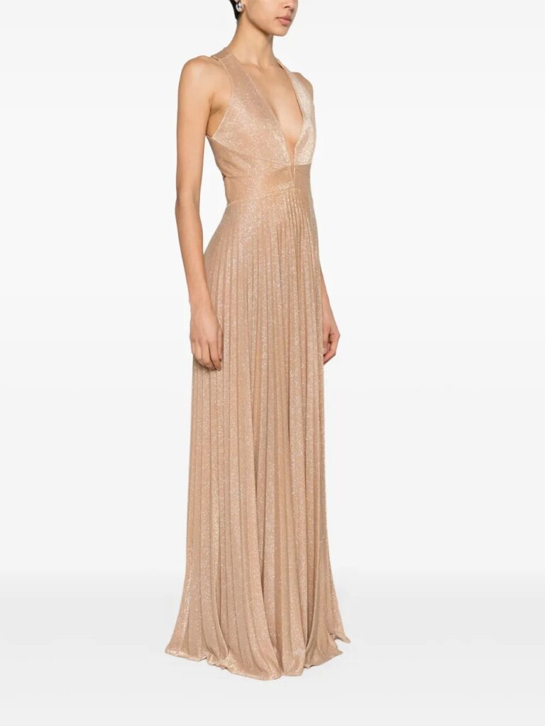 Glittery Plissé-effect Gown Full Size Image 2