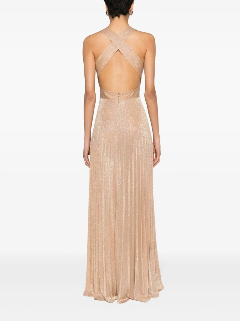 Glittery Plissé-effect Gown Full Size Image 3