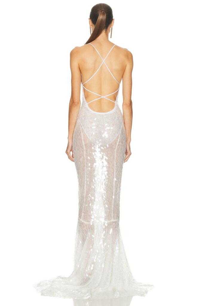 Low Back Fara Slip Fishtail Gown Full Size Image 4