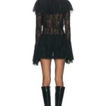 For FWD Long Sleeve Deep V Ruffle Mini Dress Thumbnail 2