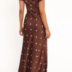 Arella Dot Satin Maxi Dress Thumbnail 4