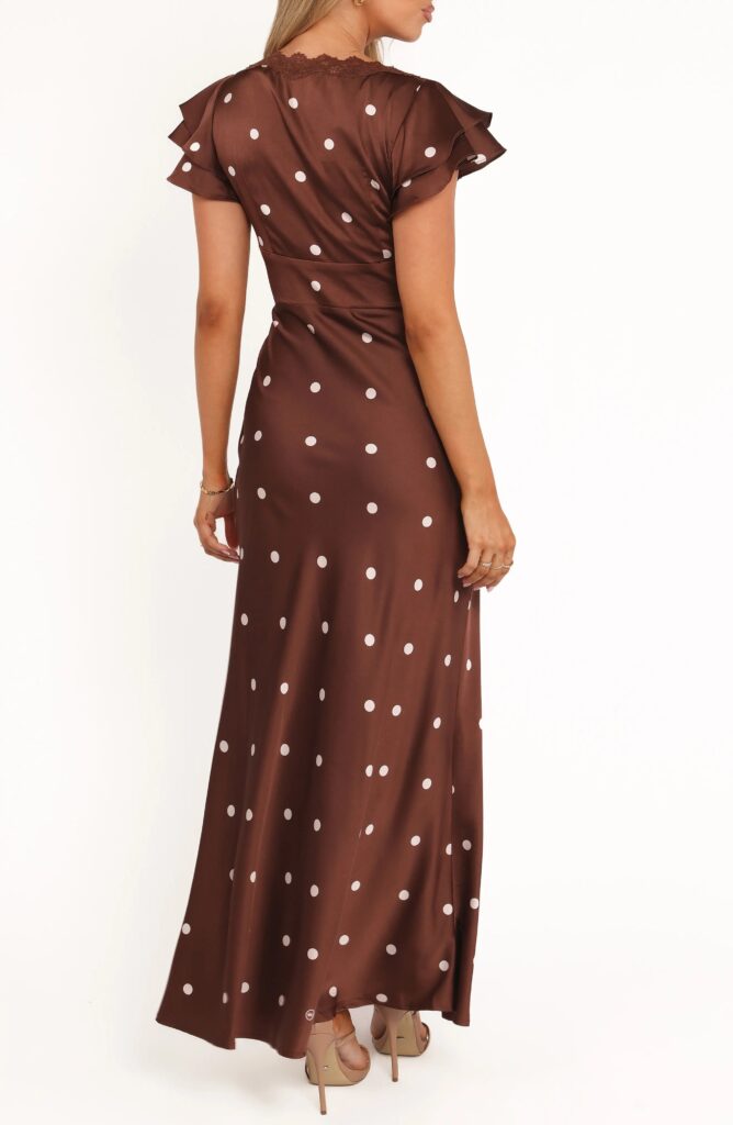 Arella Dot Satin Maxi Dress Full Size Image 4