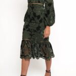 Petal & Pup Pierre Long Sleeve Velvet & Lace Midi Dress Thumbnail 3