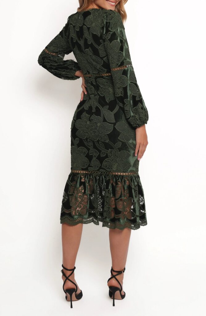 Petal & Pup Pierre Long Sleeve Velvet & Lace Midi Dress Full Size Image 2