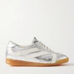 Track Paneled Metallic Crinkled-leather Sneakers Thumbnail 1