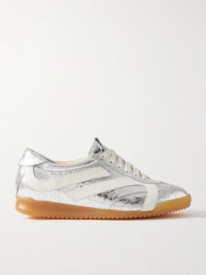 PROENZA SCHOULER Track Paneled Metallic Crinkled-leather Sneakers