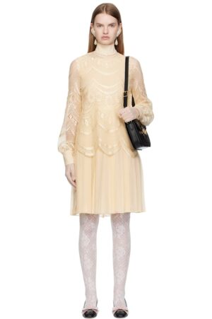 VALENTINO GARAVANI Beige Layered Midi Dress