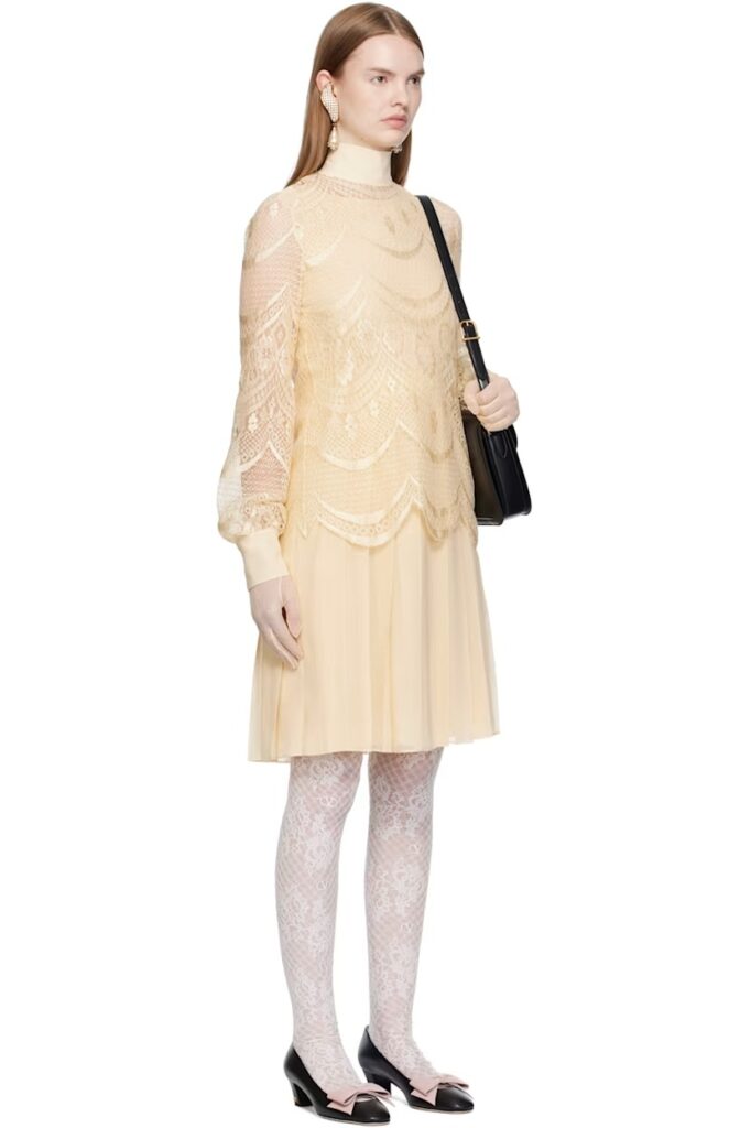 Beige Layered Midi Dress Full Size Image 2