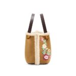 Small Top Handle Bag in Embroidered Suede with Sheepskin Lining Thumbnail 5