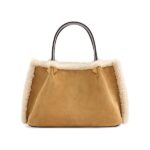 Small Top Handle Bag in Embroidered Suede with Sheepskin Lining Thumbnail 4