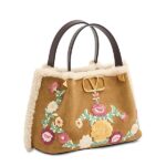 Small Top Handle Bag in Embroidered Suede with Sheepskin Lining Thumbnail 2