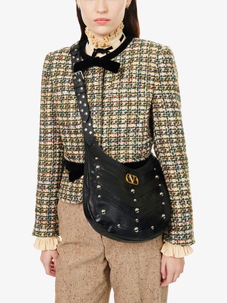 Studded Medium Leather Shoulder Bag Full Size Image 3