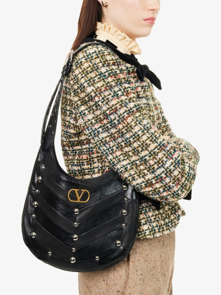 Studded Medium Leather Shoulder Bag Full Size Image 4