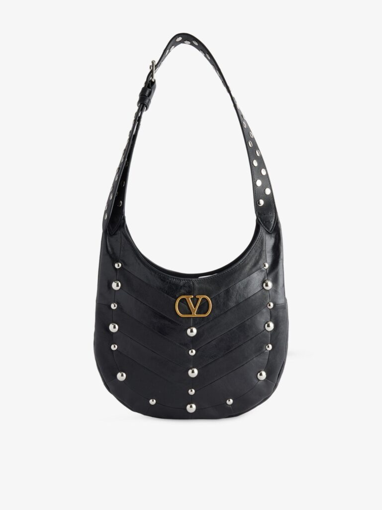 Studded Medium Leather Shoulder Bag Full Size Image 1