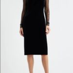 Floral Appliqué Long Sleeve Velvet Cocktail Dress Thumbnail 1