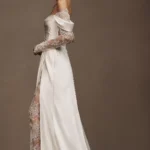 Harlow Off-The-Shoulder Satin & Lace Wedding Gown Thumbnail 3