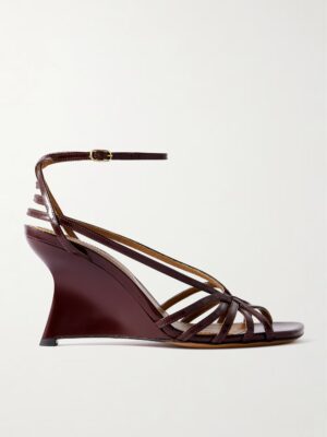 ZIMMERMANN Aura Glossed-leather Wedge Sandals