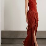 Memento Draped Pleated Velvet and Stretch-knit Maxi Dress Thumbnail 1