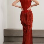 Memento Draped Pleated Velvet and Stretch-knit Maxi Dress Thumbnail 2