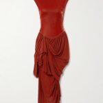 Memento Draped Pleated Velvet and Stretch-knit Maxi Dress Thumbnail 4