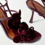 Orchid Appliquéd Velvet-trimmed Glossed-leather Sandals Thumbnail 3