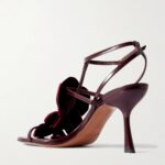 Orchid Appliquéd Velvet-trimmed Glossed-leather Sandals Thumbnail 4