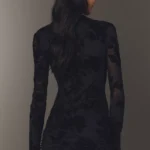 Mizra Mesh Long-Sleeve Mini Dress Thumbnail 2