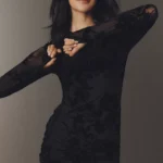 Mizra Mesh Long-Sleeve Mini Dress Thumbnail 3