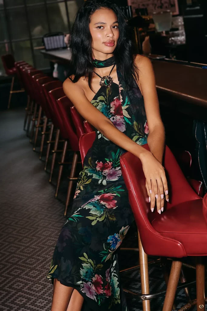 Hardware Halter Scarf Slip Maxi Dress Full Size Image 4