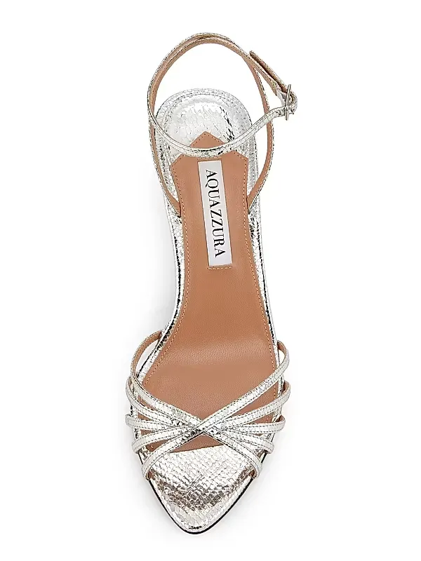 Tell Me 85mm Strappy Metallic Leather Sandals Full Size Image 2