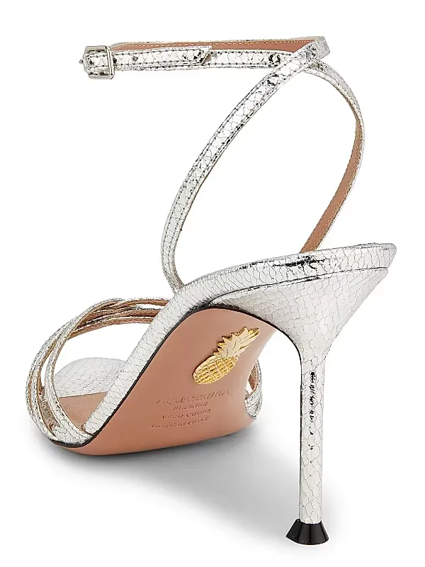 Tell Me 85mm Strappy Metallic Leather Sandals Full Size Image 3