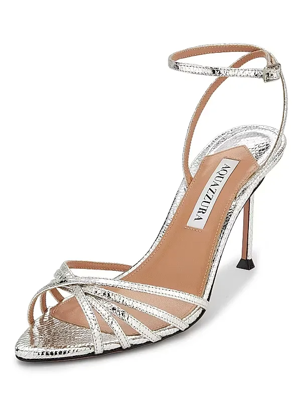 Tell Me 85mm Strappy Metallic Leather Sandals Full Size Image 4