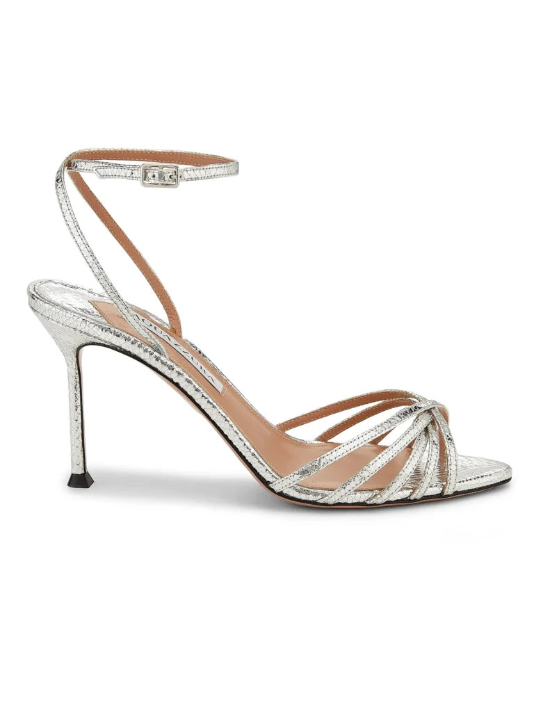 Tell Me 85mm Strappy Metallic Leather Sandals Full Size Image 1