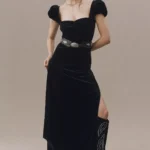 Sweetheart Puff-Sleeve Lace-Back Maxi Dress Thumbnail 1