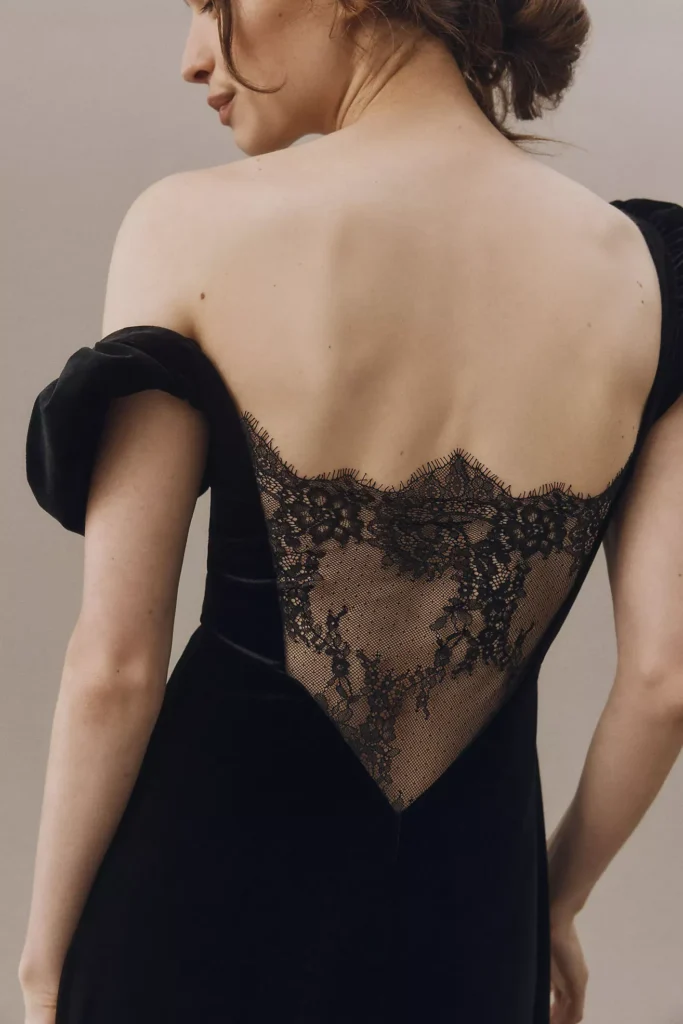 Sweetheart Puff-Sleeve Lace-Back Maxi Dress Full Size Image 5