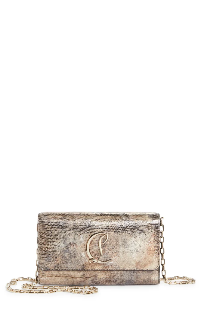 Loubi54 Sirene Snakeskin Embossed Metallic Leather Wallet on Chain Full Size Image 1