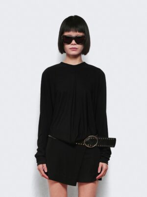 CHRISTOPHER ESBER Leather Belted Magyar Tie Dress