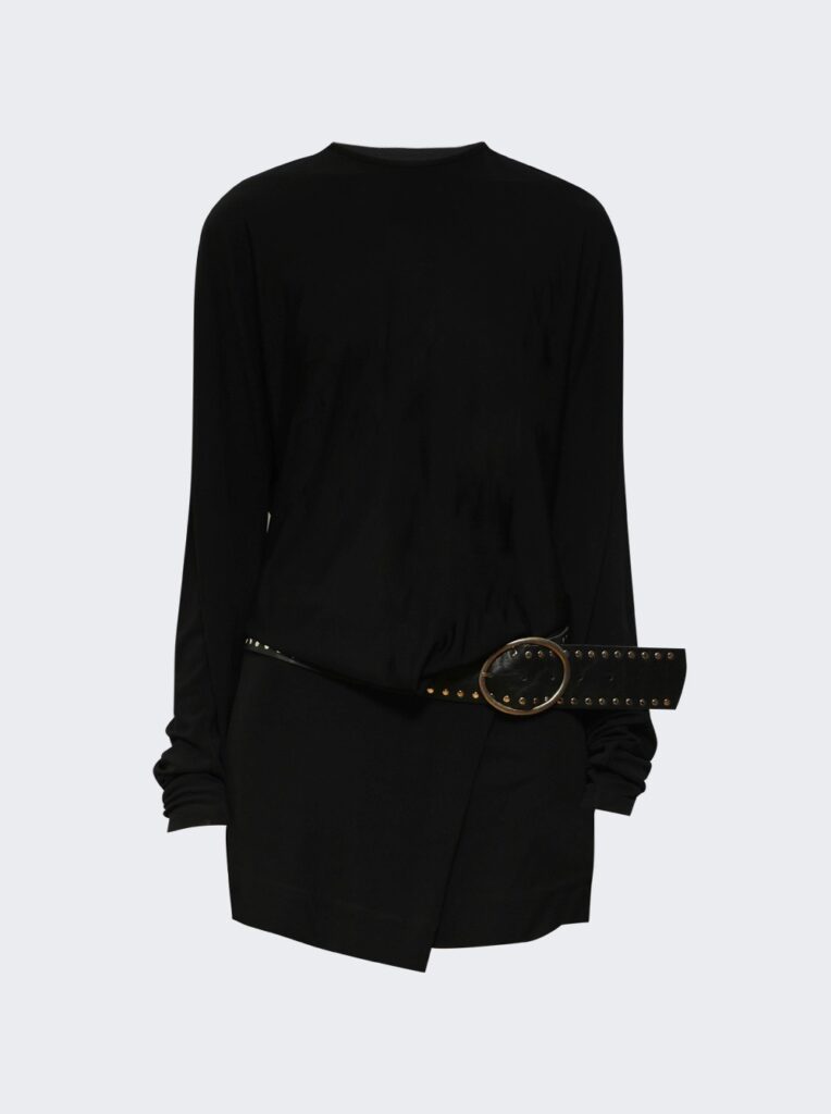 Leather Belted Magyar Tie Dress Full Size Image 3