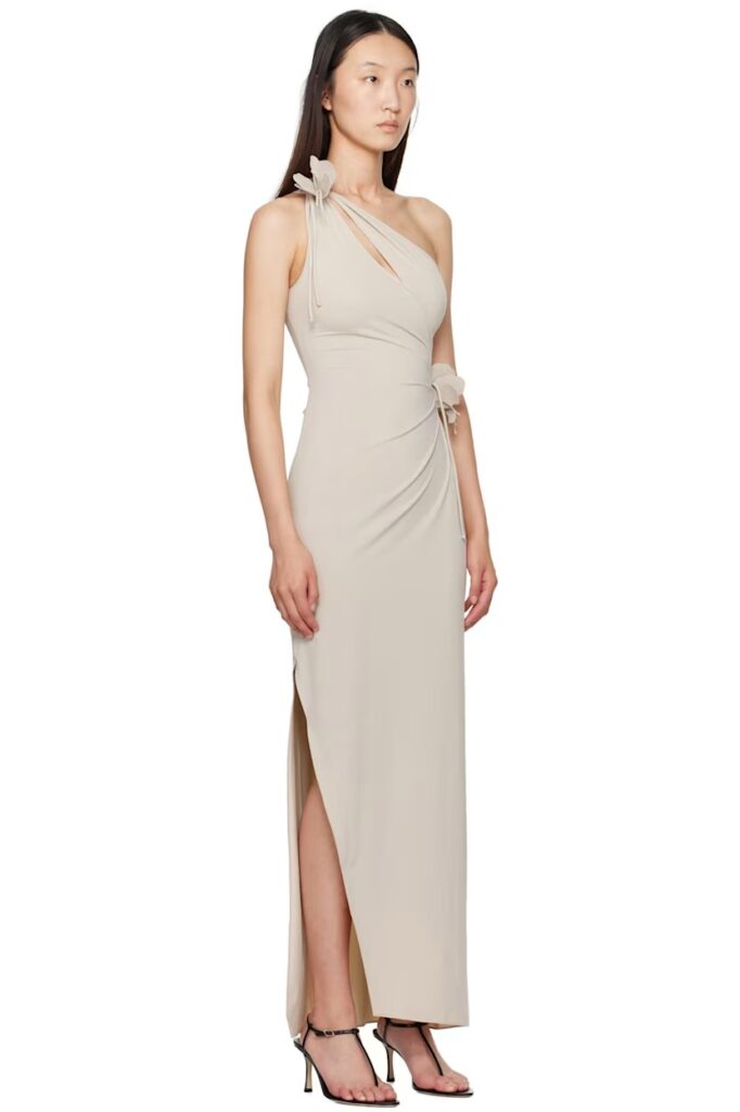 Asymmetric Flower Maxi Dress Full Size Image 2