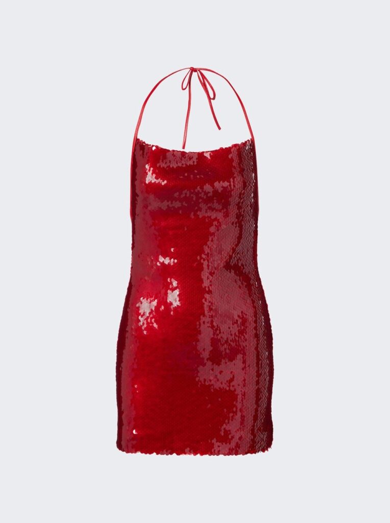 Halterneck Mini Sequin Dress Full Size Image 3