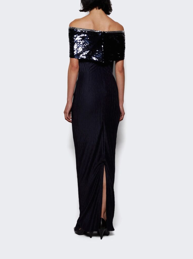 Off the Shoulder Sequin Pleated Dress Full Size Image 3