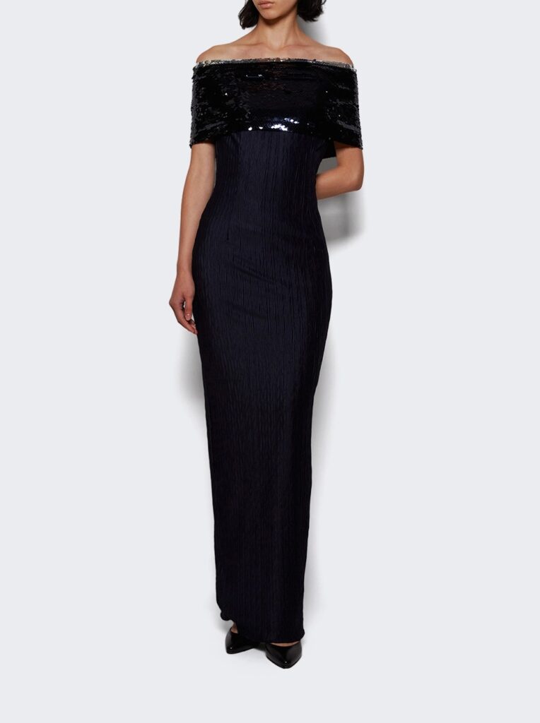 Off the Shoulder Sequin Pleated Dress Full Size Image 2