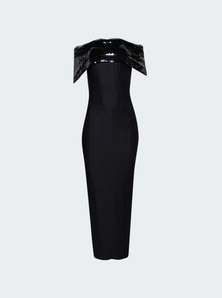 Off the Shoulder Sequin Pleated Dress Full Size Image 5