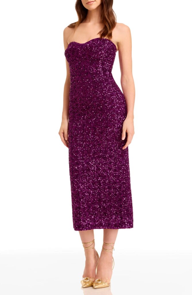 Vada Pailette Strapless Gown Full Size Image 3