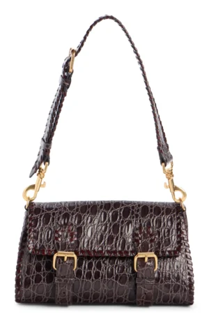 DRIES VAN NOTEN Croc Embossed Leather Satchel