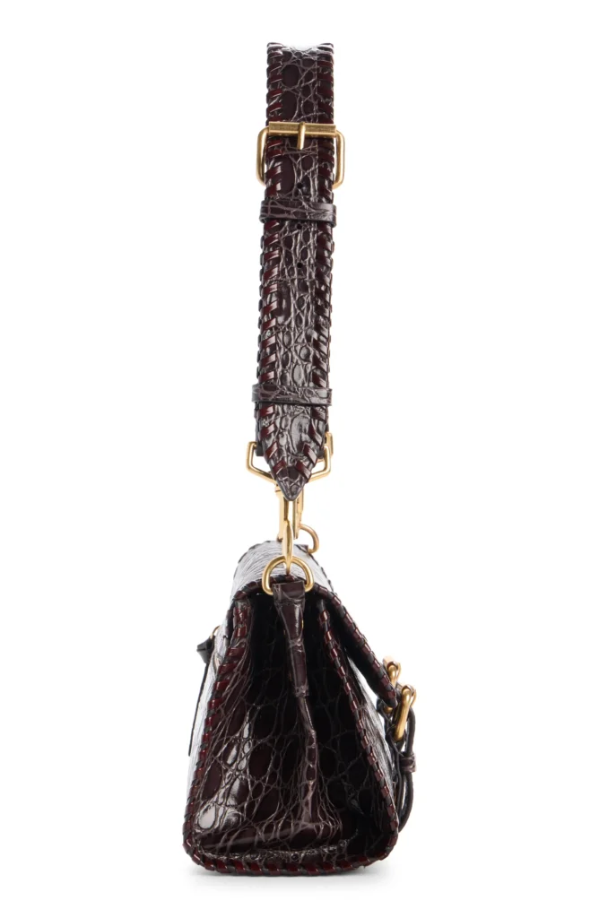 Croc Embossed Leather Satchel Full Size Image 6
