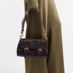 Croc Embossed Leather Satchel Thumbnail 4